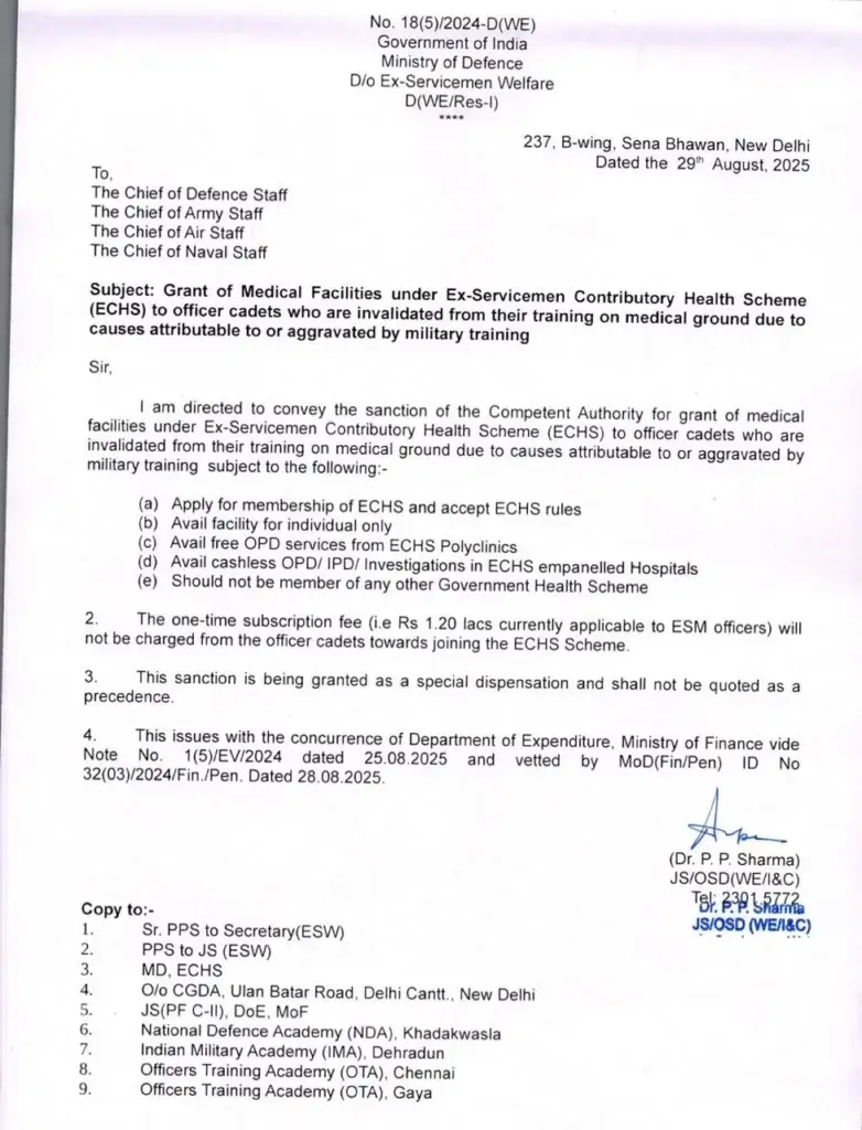 Supreme Court on Cadets Medical Relief